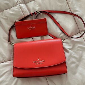 kate spade crossbody bag and wallet set orange
